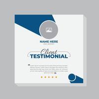 Square web banner template and social media post design for client testimonials vector