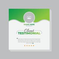 Square client testimonial design template and client testimonial social media post design vector