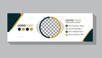 Simple clean and modern email signature design with simple pattern background vector