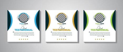 Simple layout, With three color variation client testimonial design vector