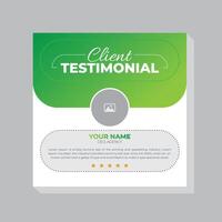 Modern square client testimonial template and social media post design for client testimonials vector