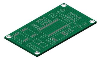 Isometric electronic board. Isometric printed circuit board. Integrated circuit board. illustration vector