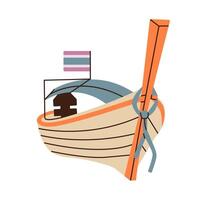 Thailand traditional long tail boat flat illustration. vector