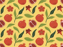 Pomegranate seamless pattern. Fruit abstract background. Modern trendy summer print. Design for paper. vector