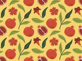 Pomegranate seamless pattern. Fruit abstract background. Modern trendy summer print. Design for paper. vector