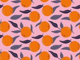 Tropical seamless pattern with oranges. fruit summer background. Bright modern abstract print for paper, fabric. vector
