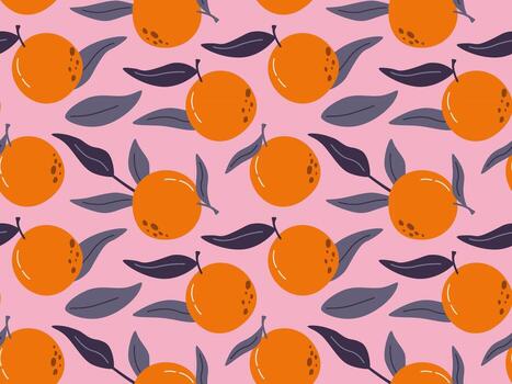 Tropical seamless pattern with oranges. fruit summer background. Bright modern abstract print for paper, fabric. vector