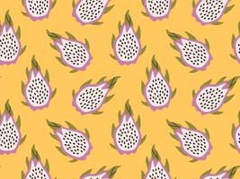 sin costura modelo de continuar frutas, pitaya en naranja antecedentes. exótico tropical pitayas. genial para huellas dactilares, tarjetas vector