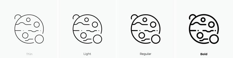 mars icon. Thin, Light, Regular And Bold style design isolated on white background vector