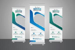 Standee and Banner Template, Professional and Modern Health Care and Medical Roll Up Design, Creative Minimal x Banner, Simple Layout, Modern Minimalist Professional and Corporate Medical Roll Up vector