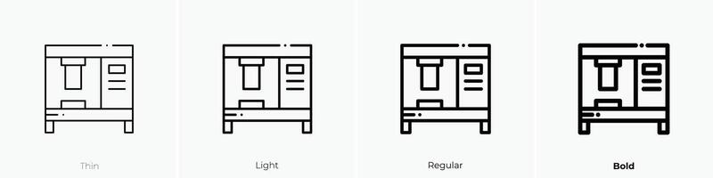 machine icon. Thin, Light, Regular And Bold style design isolated on white background vector