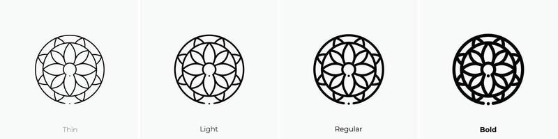 mandala icon. Thin, Light, Regular And Bold style design isolated on white background vector