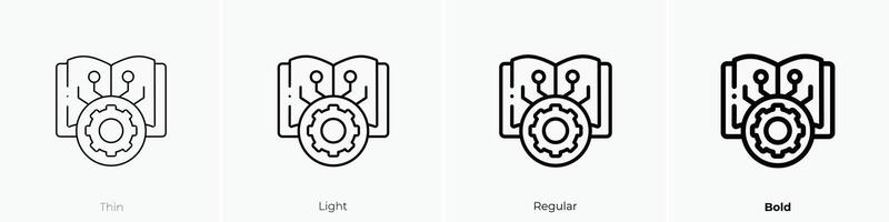 machine learning icon. Thin, Light, Regular And Bold style design isolated on white background vector