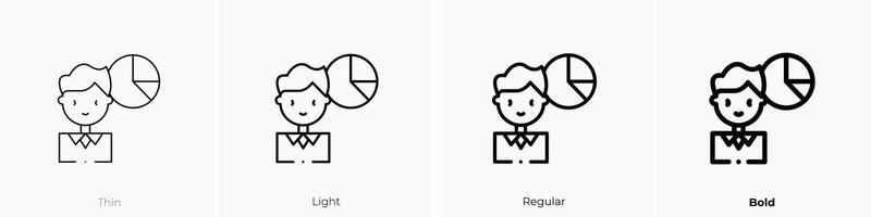 man icon. Thin, Light, Regular And Bold style design isolated on white background vector