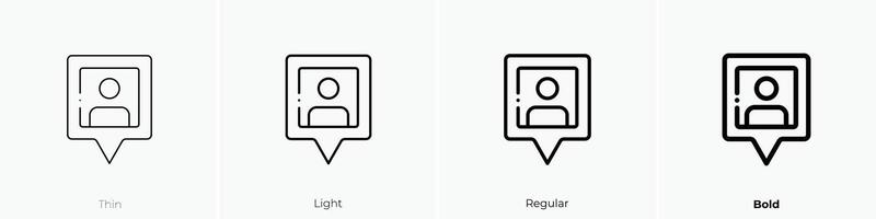 locador icono. delgado, luz, regular y negrita estilo diseño aislado en blanco antecedentes vector