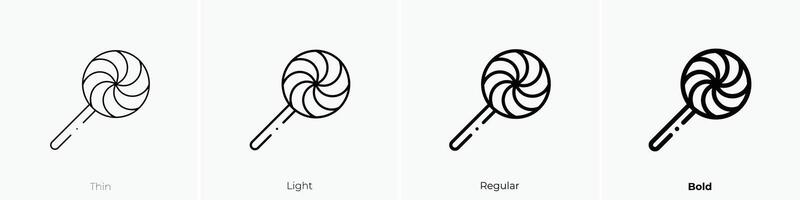 lollipop icon. Thin, Light, Regular And Bold style design isolated on white background vector