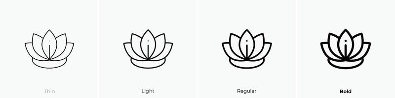 loto flor icono. delgado, luz, regular y negrita estilo diseño aislado en blanco antecedentes vector