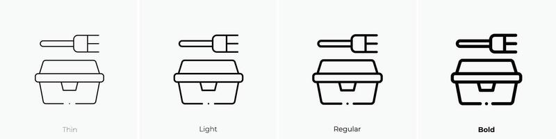 almuerzo caja icono. delgado, luz, regular y negrita estilo diseño aislado en blanco antecedentes vector