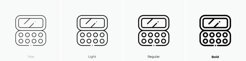 maquillaje icono. delgado, luz, regular y negrita estilo diseño aislado en blanco antecedentes vector