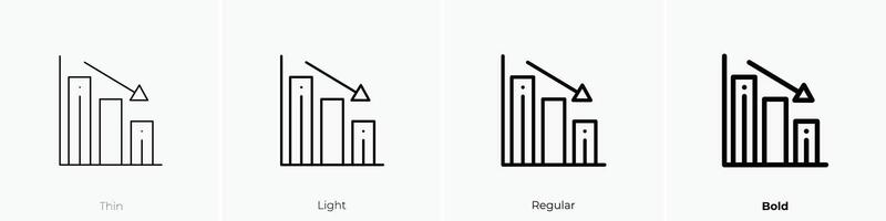 pérdida icono. delgado, luz, regular y negrita estilo diseño aislado en blanco antecedentes vector