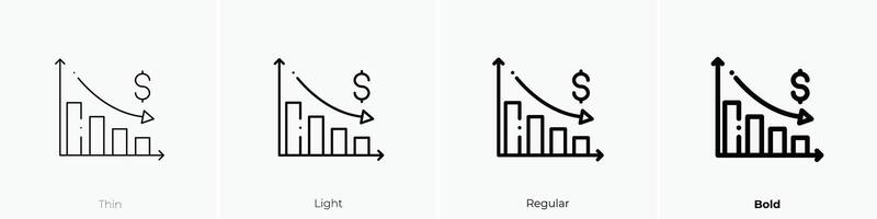loss icon. Thin, Light, Regular And Bold style design isolated on white background vector