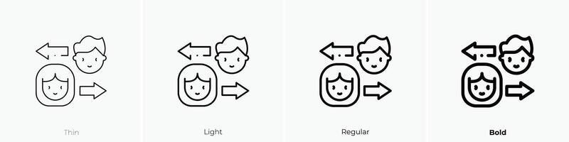 man icon. Thin, Light, Regular And Bold style design isolated on white background vector