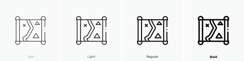 mapa icono. delgado, luz, regular y negrita estilo diseño aislado en blanco antecedentes vector