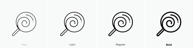 lollipop icon. Thin, Light, Regular And Bold style design isolated on white background vector