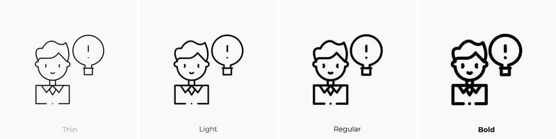 man icon. Thin, Light, Regular And Bold style design isolated on white background vector