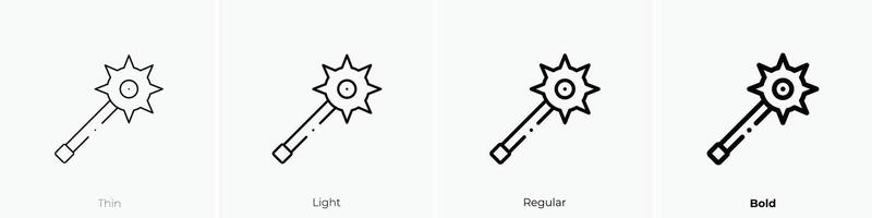 mace icon. Thin, Light, Regular And Bold style design isolated on white background vector