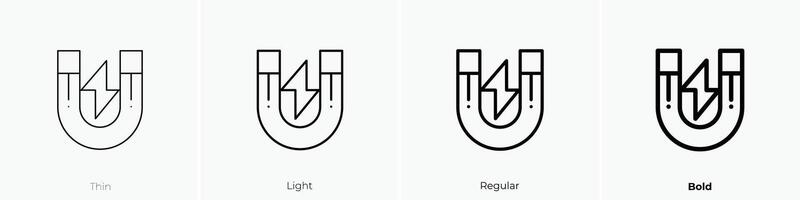 magnet icon. Thin, Light, Regular And Bold style design isolated on white background vector