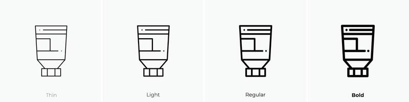 loción icono. delgado, luz, regular y negrita estilo diseño aislado en blanco antecedentes vector