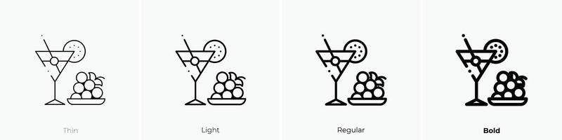 martini icon. Thin, Light, Regular And Bold style design isolated on white background vector