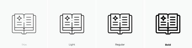 magic book icon. Thin, Light, Regular And Bold style design isolated on white background vector