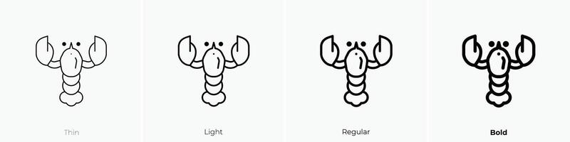 lobster icon. Thin, Light, Regular And Bold style design isolated on white background vector