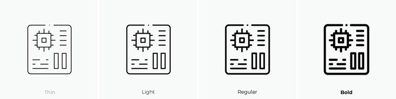 mainboard icon. Thin, Light, Regular And Bold style design isolated on white background vector