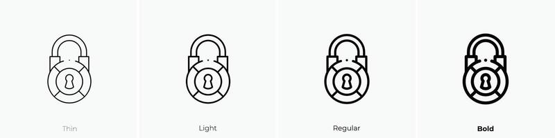 locked icon. Thin, Light, Regular And Bold style design isolated on white background vector