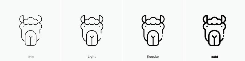 llama icon. Thin, Light, Regular And Bold style design isolated on white background vector