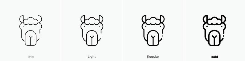 llama icon. Thin, Light, Regular And Bold style design isolated on white background vector