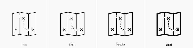 map icon. Thin, Light, Regular And Bold style design isolated on white background vector