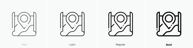 map icon. Thin, Light, Regular And Bold style design isolated on white background vector