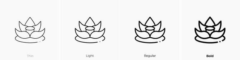 lotus icon. Thin, Light, Regular And Bold style design isolated on white background vector