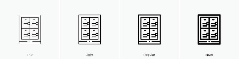 armario habitación icono. delgado, luz, regular y negrita estilo diseño aislado en blanco antecedentes vector