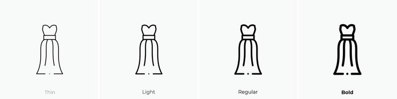 long dress icon. Thin, Light, Regular And Bold style design isolated on white background vector