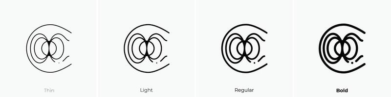 magnetic field icon. Thin, Light, Regular And Bold style design isolated on white background vector