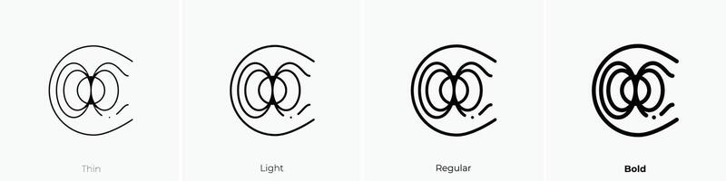 magnético campo icono. delgado, luz, regular y negrita estilo diseño aislado en blanco antecedentes vector