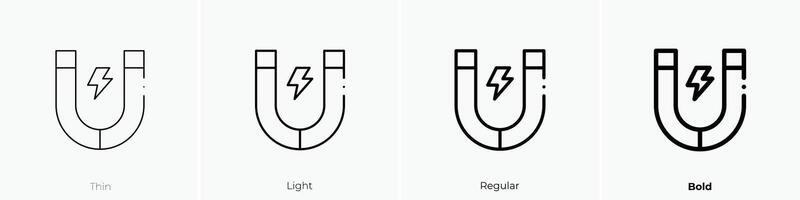 imán icono. delgado, luz, regular y negrita estilo diseño aislado en blanco antecedentes vector