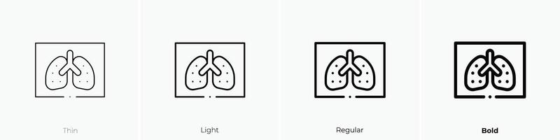 pulmón cáncer icono. delgado, luz, regular y negrita estilo diseño aislado en blanco antecedentes vector