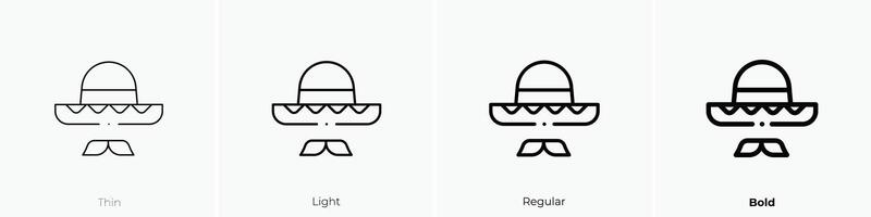 Mariachi icono. delgado, luz, regular y negrita estilo diseño aislado en blanco antecedentes vector