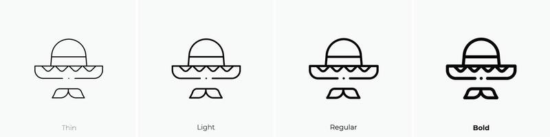 mariachi icon. Thin, Light, Regular And Bold style design isolated on white background vector